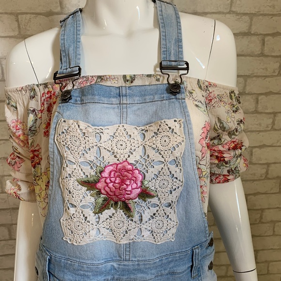 LEI Upcycled 90's Vintage shortalls/overall brat - Picture 4 of 8